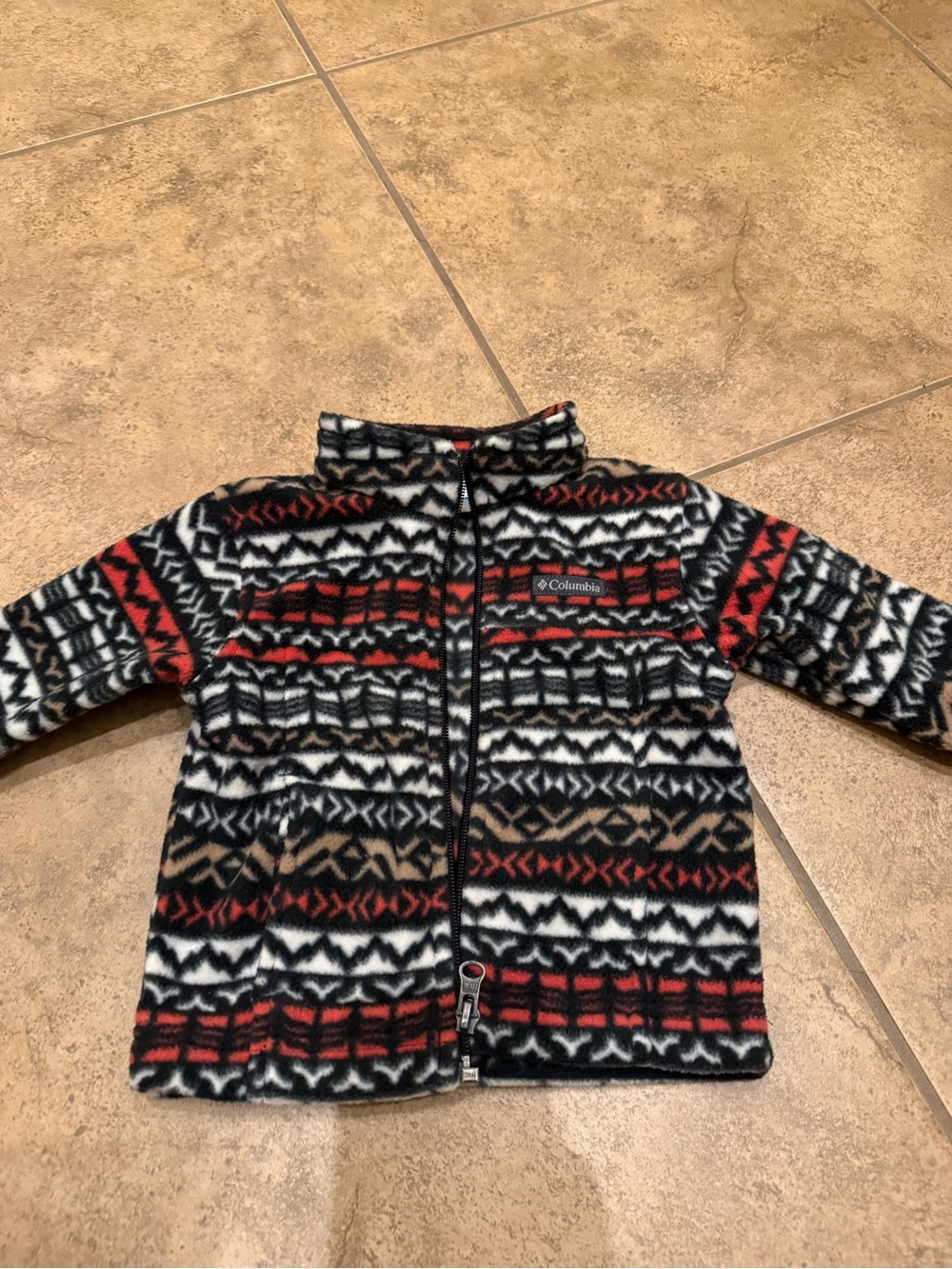 Columbia Kids Black, White & Red Aztec Fleece Jacket